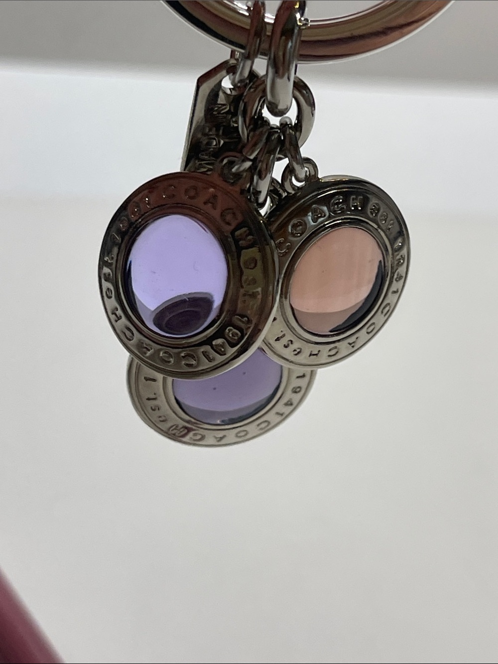 Coach Silver Circle Charm Keychain with Purple and Pink Accents and a Coach Pen - Picture 5 of 5
